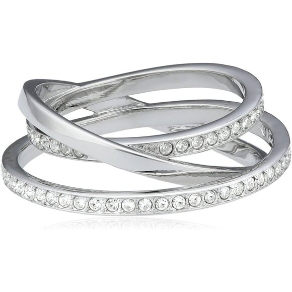 Swarovski Silver Tone Spiral Mini Crystals Women Ring - Size 52 (5 3/4 US) - Picture 1 of 4
